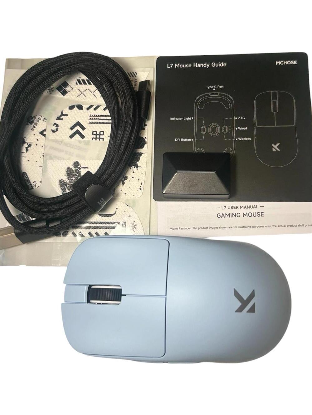 MCHOSE L7 Pro Wireless Gaming Mouse, Super Light 39g, 26k DPI, PAW3395 Blue -NEW